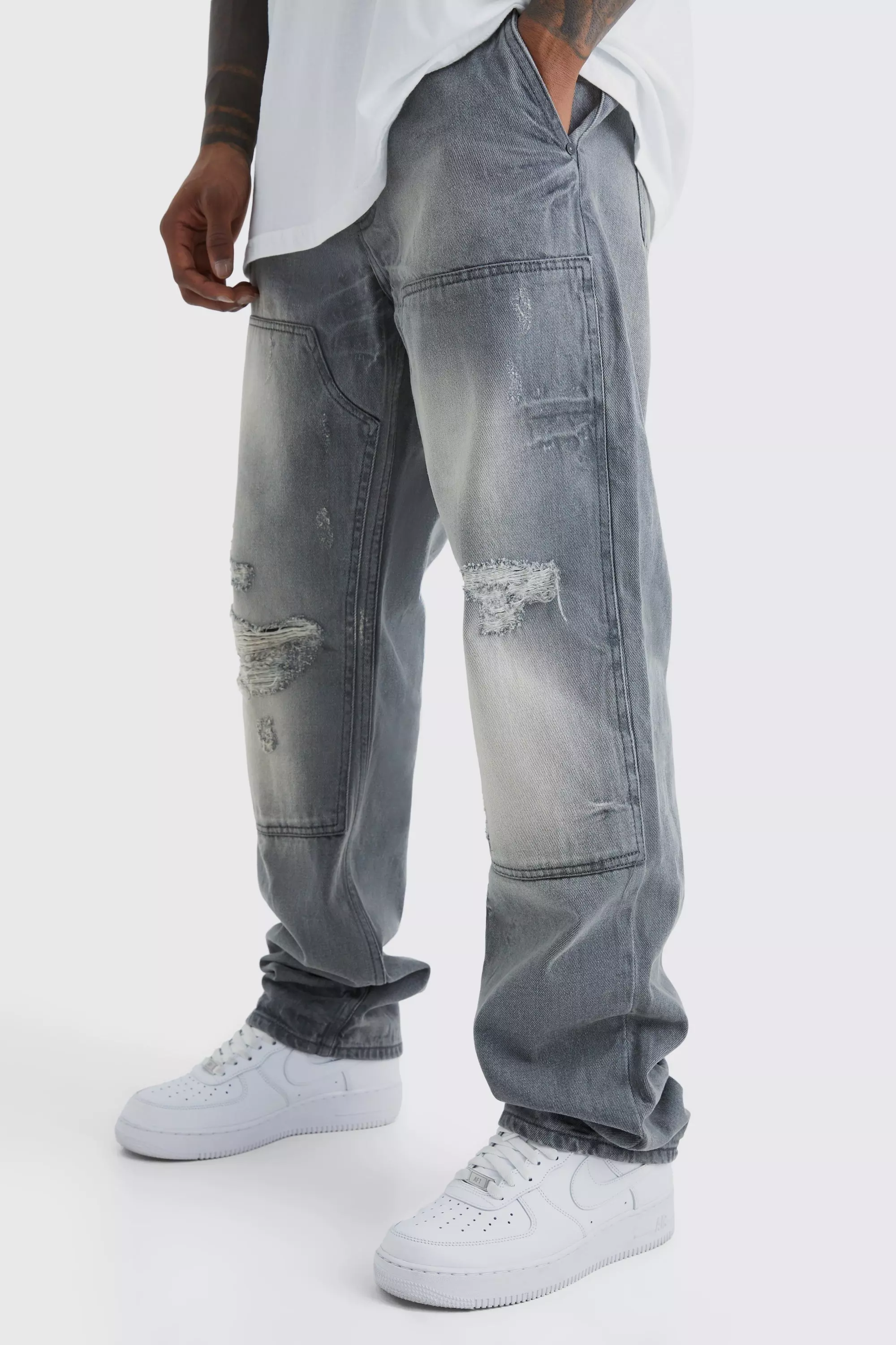 【BAON】24SS★ [BAONHAUS] Fillep Cut Washed Denim Pants bmm53039_ice grey_xl?$
